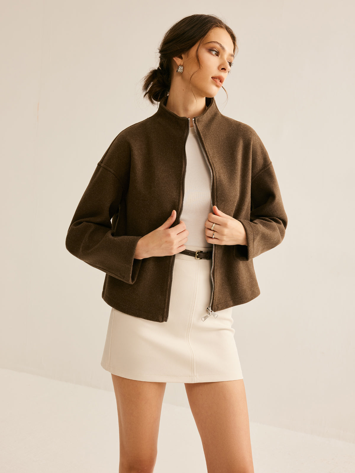 ModeGeist | Braune Reißverschlussjacke für Frauen