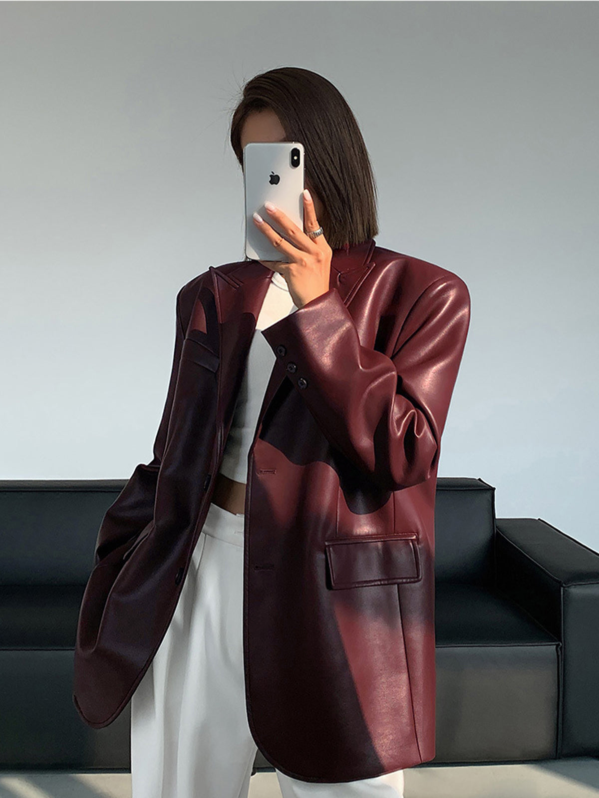 ModeGeist | Lederlook Blazer für Damen