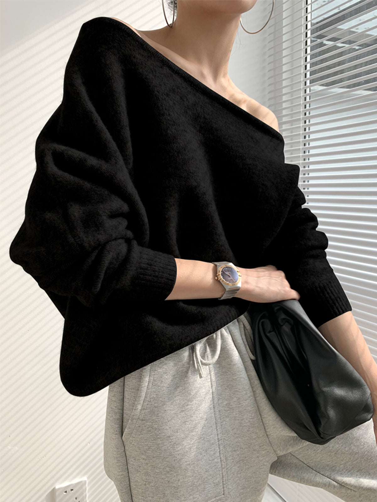 ModeGeist | Off-shoulder Strickpullover Weiche Wollmischung Zertifizierte Eleganz