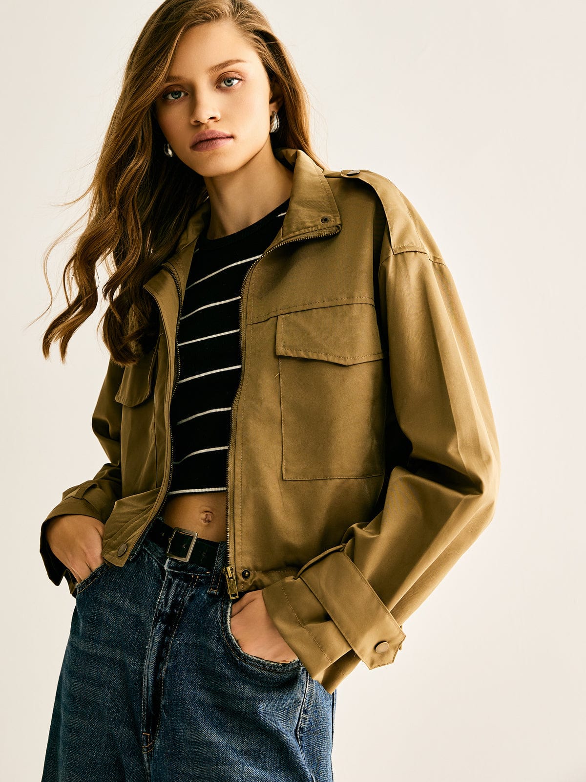 ModeGeist | Cropped Utility Jacke Lässig, Modern & Vielseitig