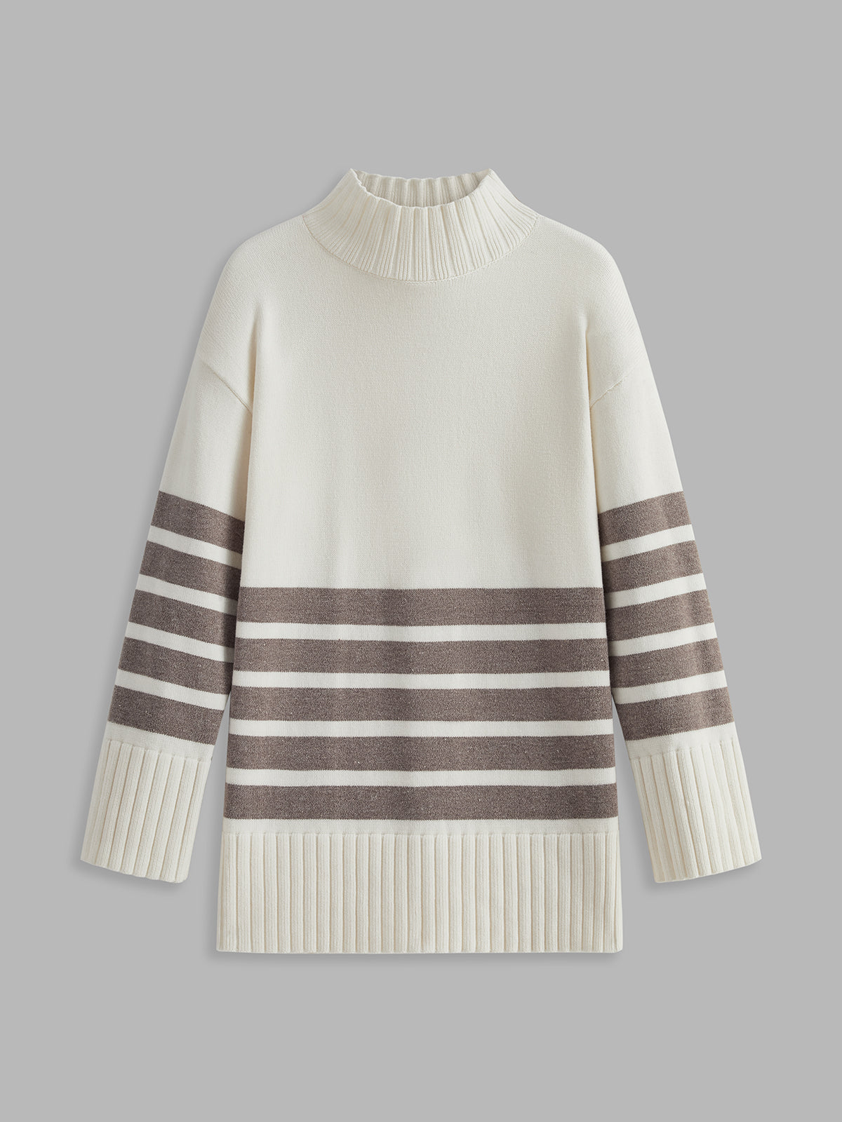 ModeGeist | Gestreifter Übergrößen-pullover Wollmischung Wärme und Komfort
