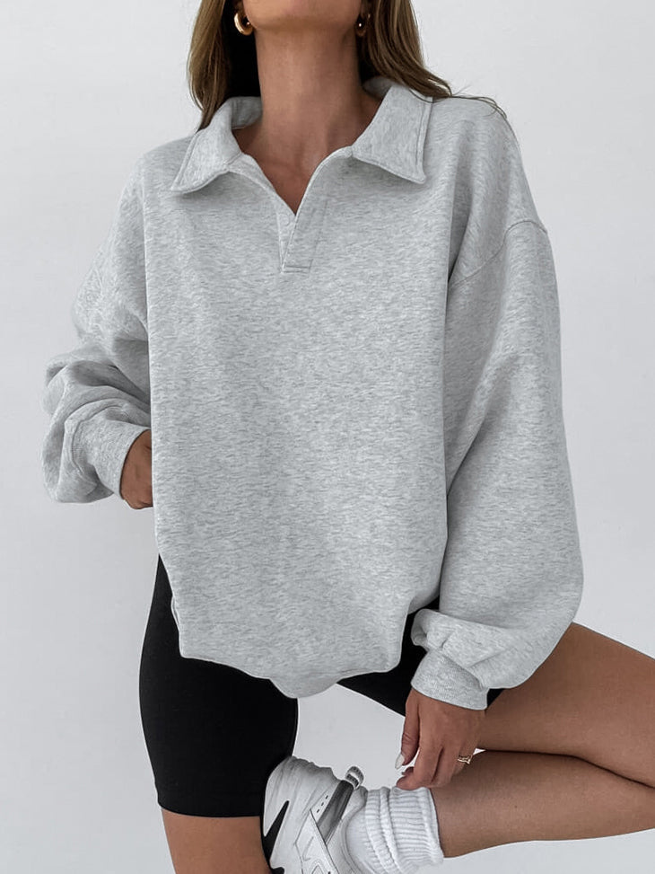 ModeGeist | Sweatshirt mit Kragen Baumwollmischung Lässig und Trendy