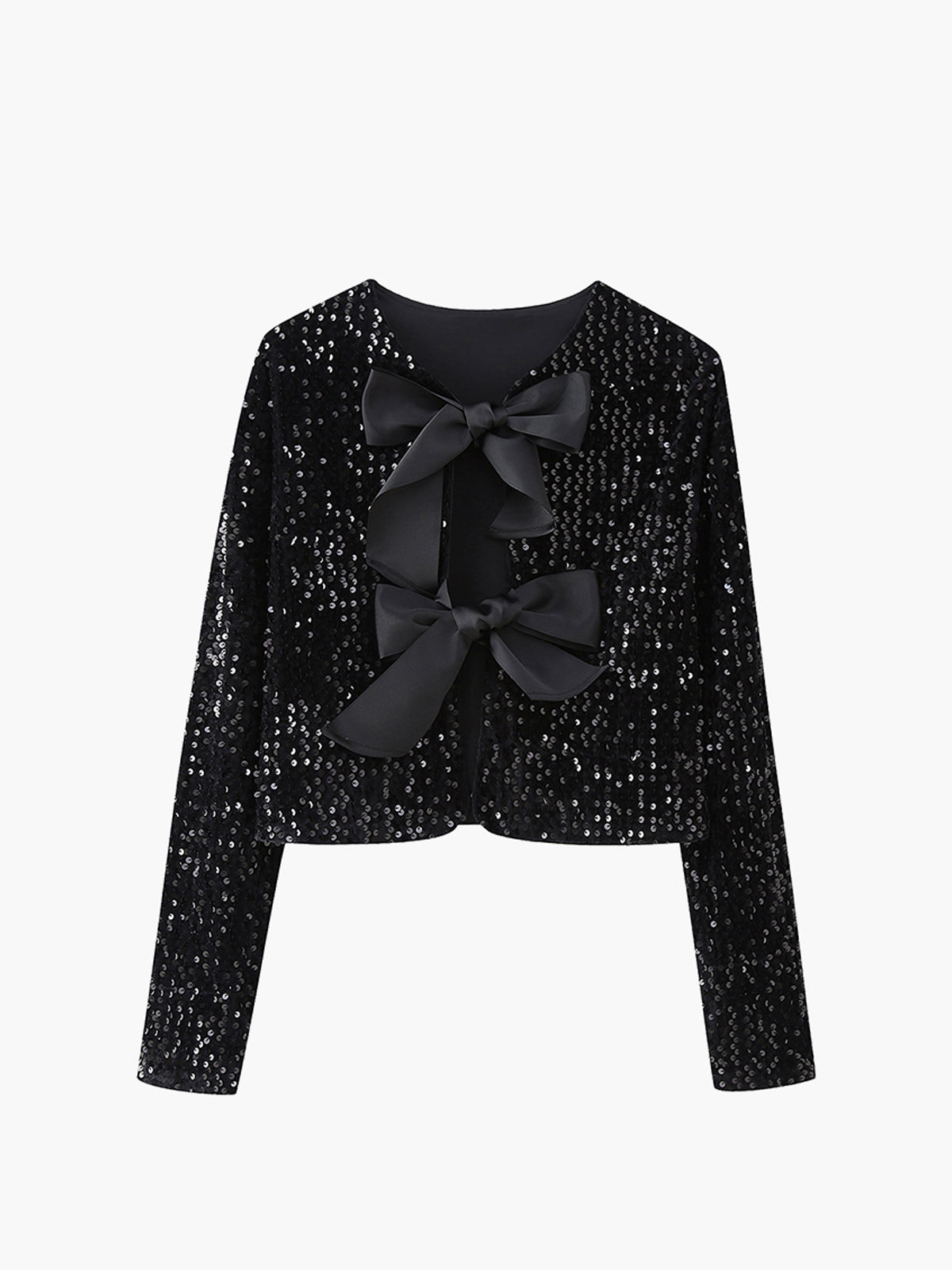 MODEGEIST Jacke mit Pailletten-Samt Schleifen-Dekor