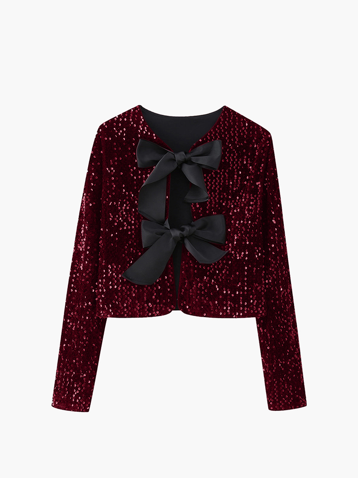 MODEGEIST Jacke mit Pailletten-Samt Schleifen-Dekor
