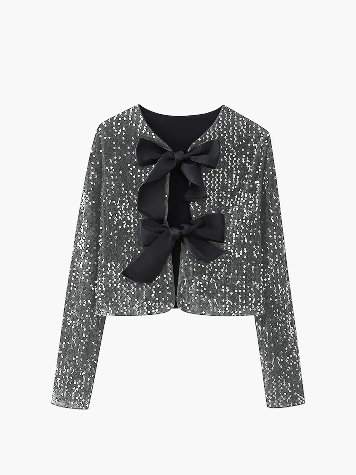 MODEGEIST Jacke mit Pailletten-Samt Schleifen-Dekor