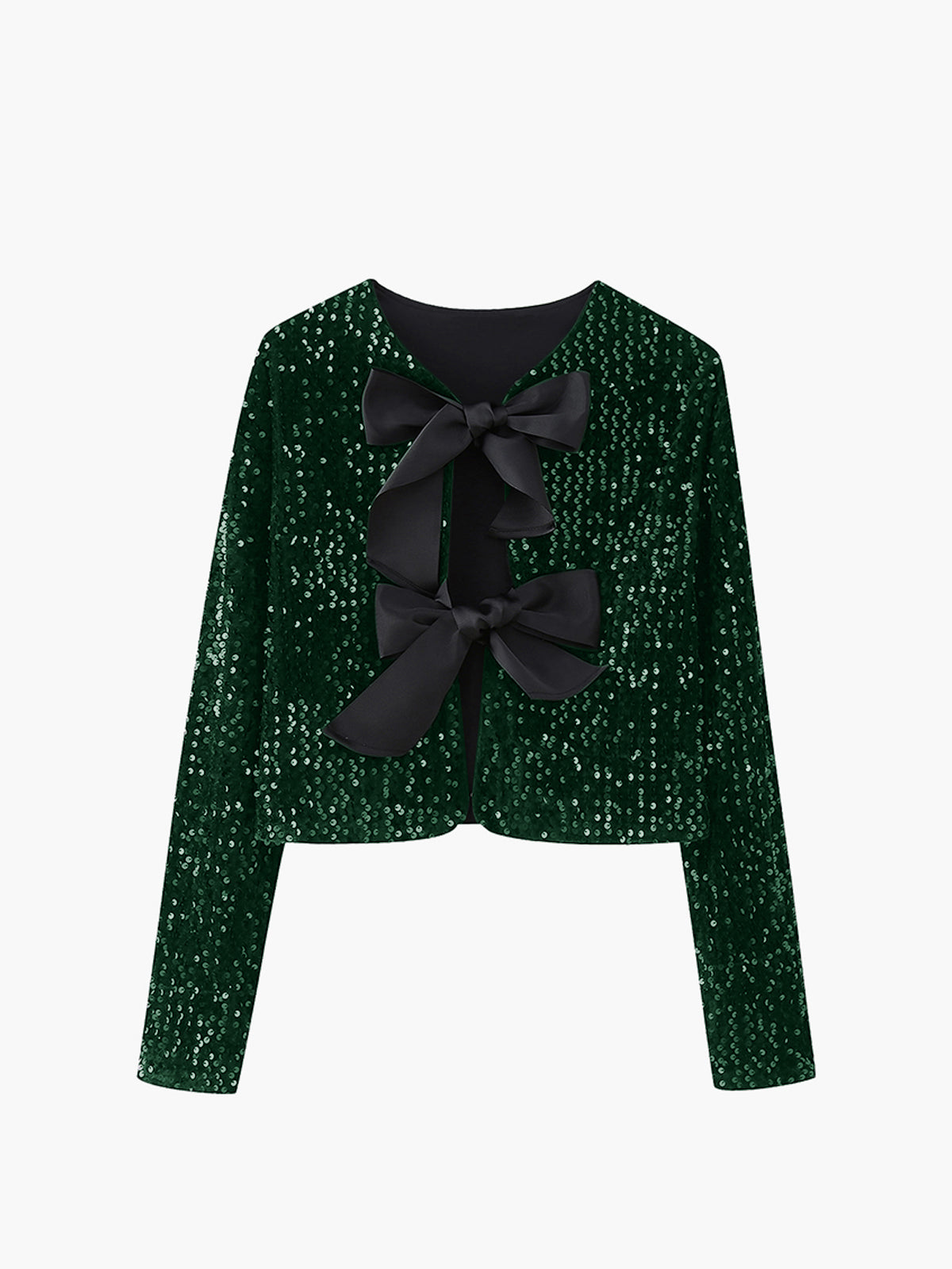 MODEGEIST Jacke mit Pailletten-Samt Schleifen-Dekor