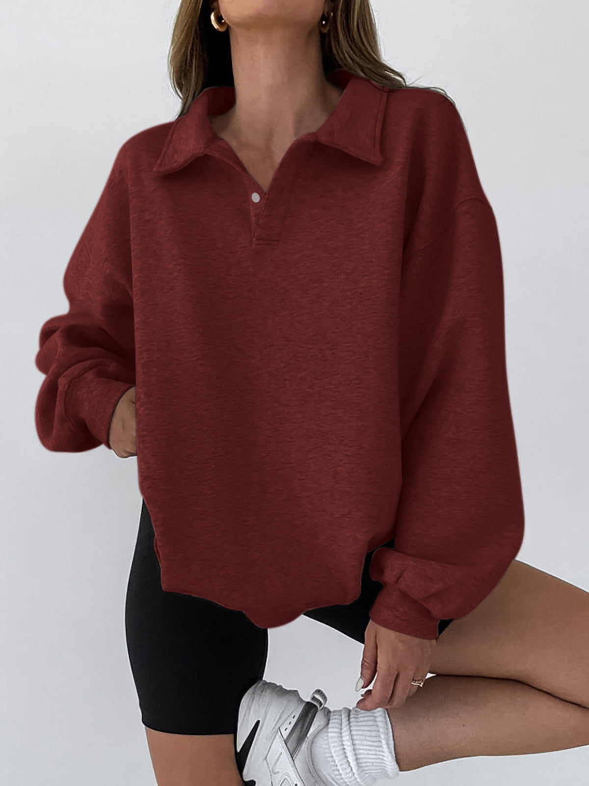 ModeGeist | Sweatshirt mit Kragen Baumwollmischung Lässig und Trendy