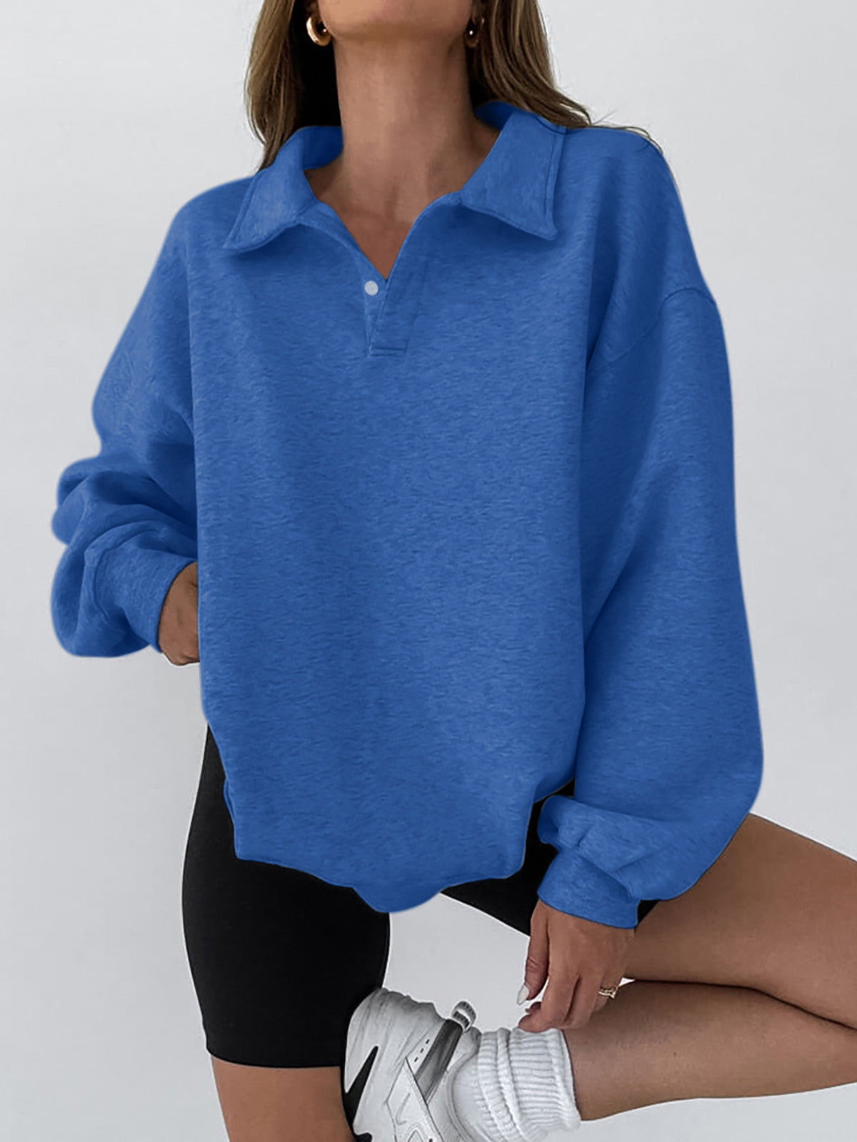 ModeGeist | Sweatshirt mit Kragen Baumwollmischung Lässig und Trendy