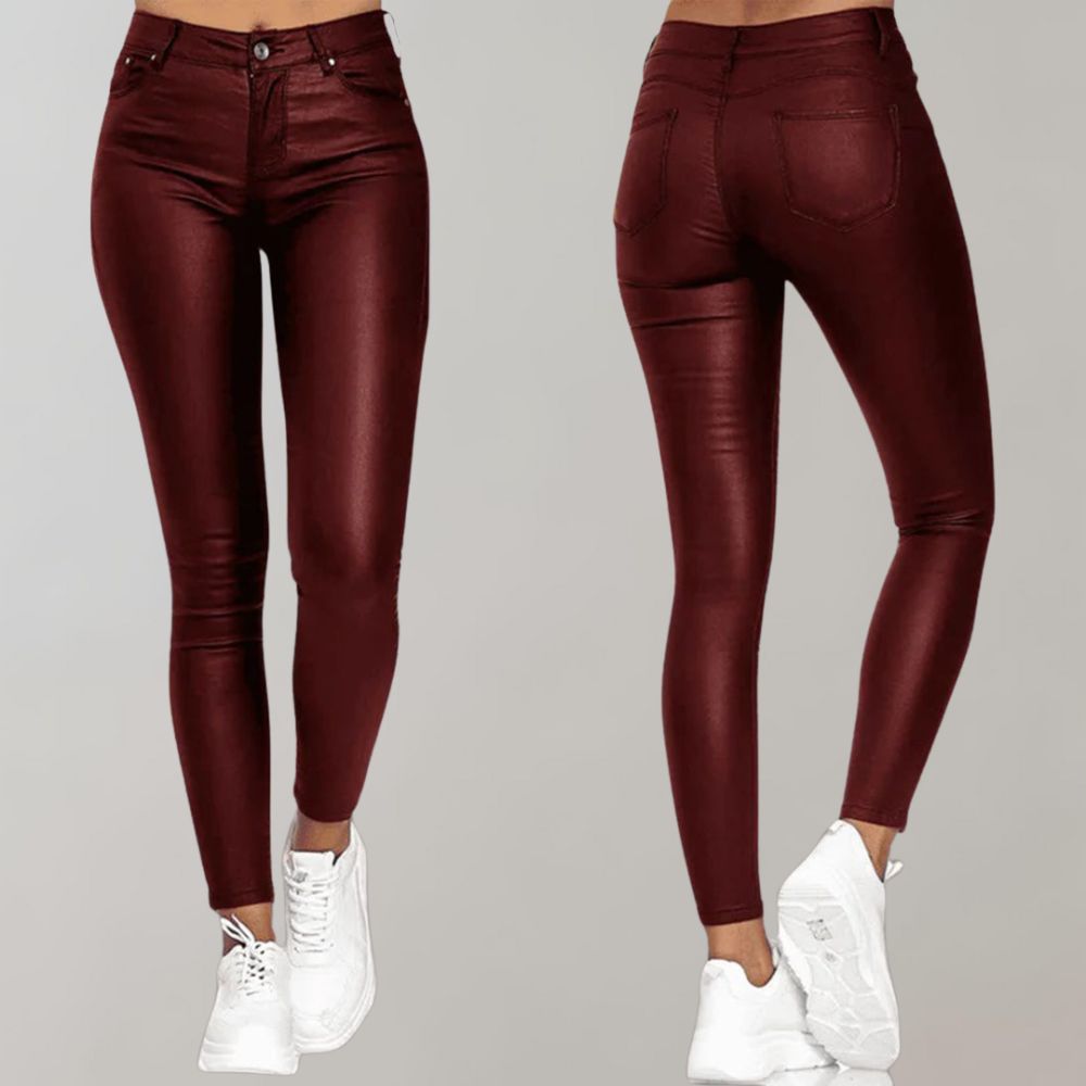 Damen Kunstlederhose