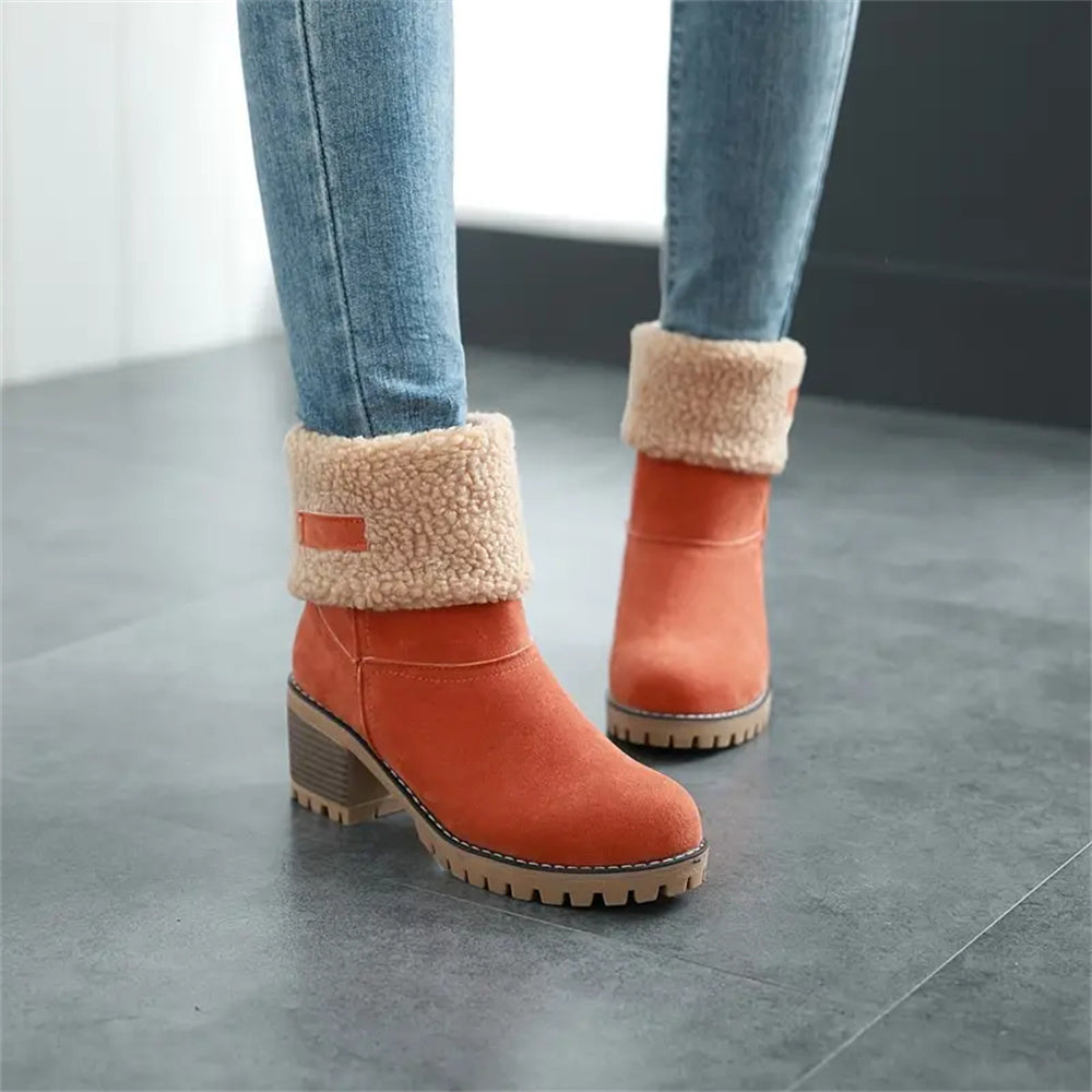 MODEGEIST Damen Wasserdichte Stiefel Warmes Futter Wade Winterschuhe
