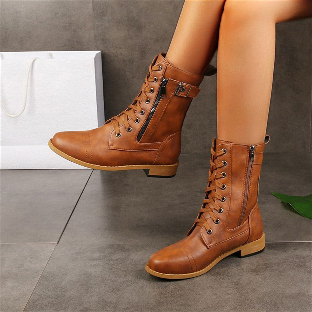 MODEGEIST Damen Stiefeletten Seitlicher Reißverschluss Support