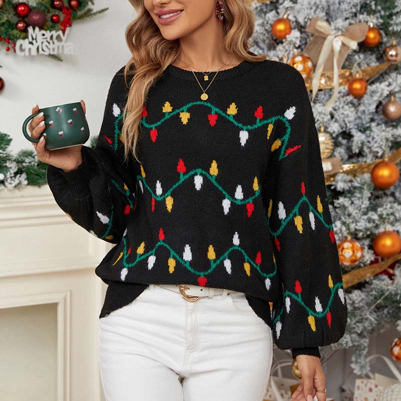 ModeGeist | Weihnachtlicher Strickpullover Mit Verspieltem Muster
