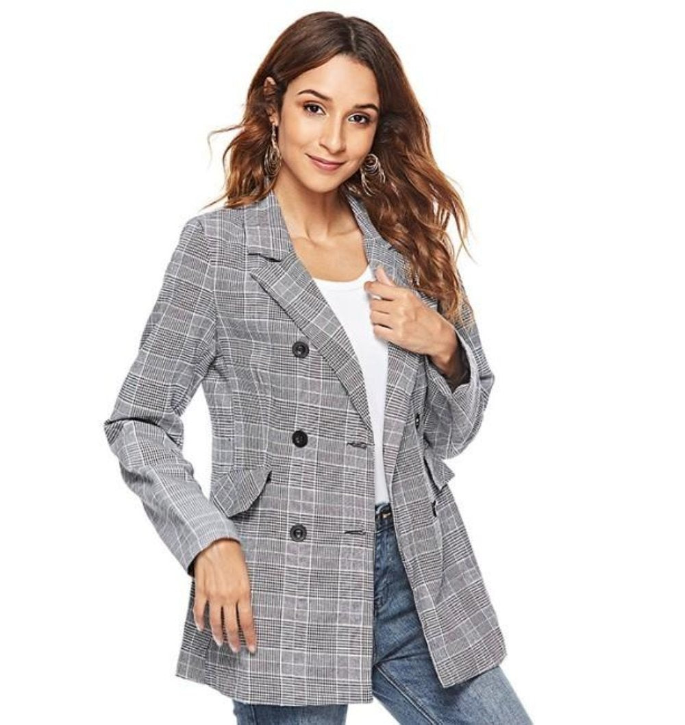 ModeGeist | Karierte Blazer Moderner Schnitt Klassische Eleganz