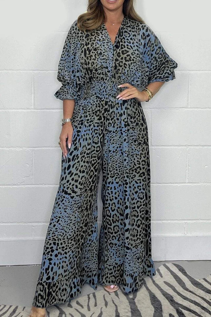 Colette Jumpsuit: komfortabler Leoparden-Druck, weite Hose