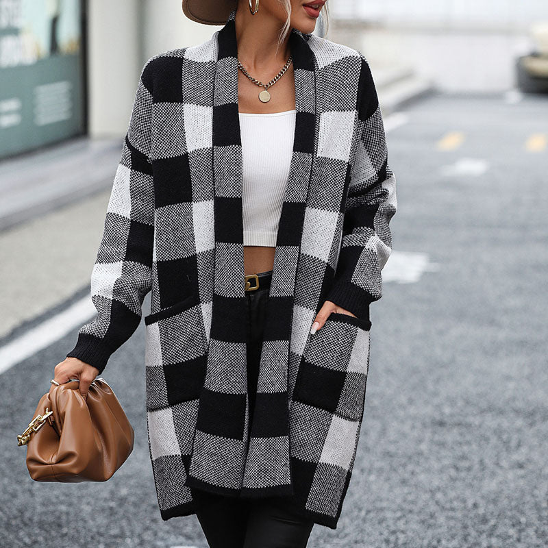 ModeGeist | Karierte Strickjacke