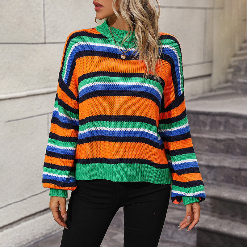 ModeGeist | Gestreifter Strickpullover in Sanften Tönen