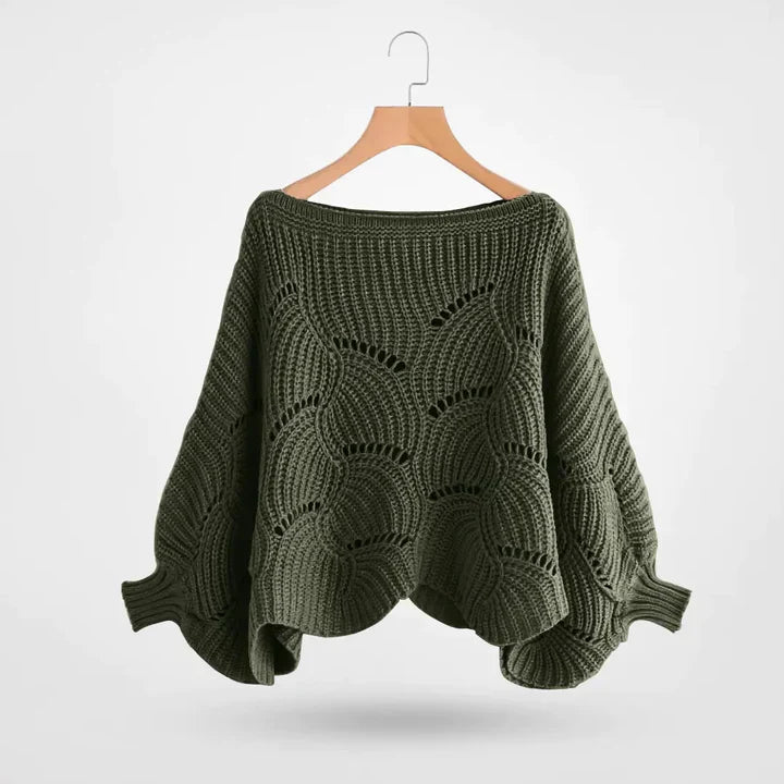 ModeGeist | Gestrickter Pullover mit Fledermausärmeln