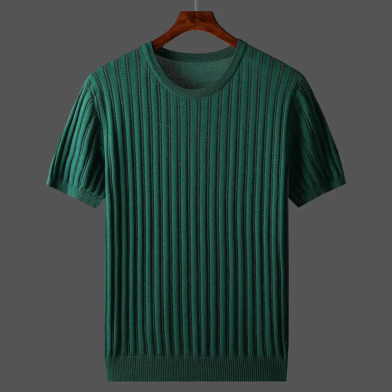 Baumwoll-Strick-T-Shirt für Herren mit kurzen Ärmeln