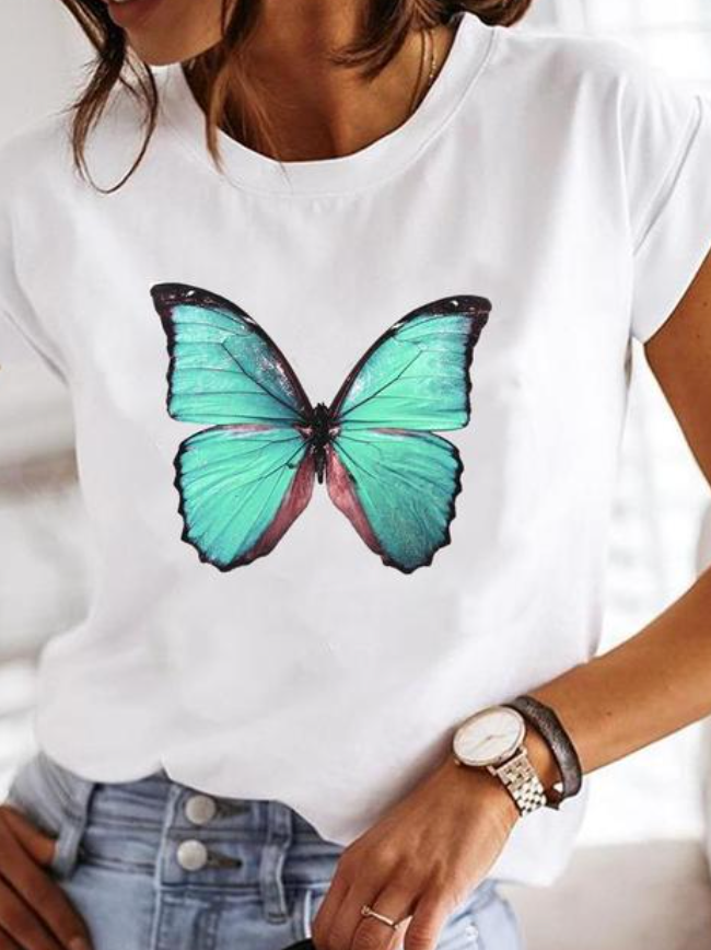 Damen T-Shirts mit Rundhals und lässigen Grafikdesigns