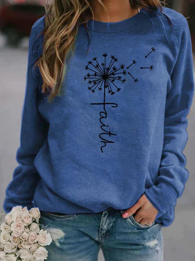 Damen-Pullover mit Rundhals-Ausschnitt in lässiger Form