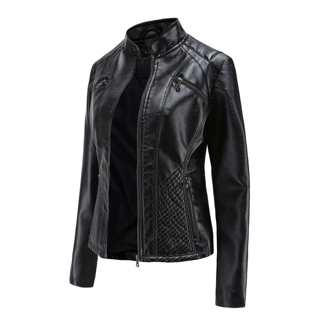 ModeGeist | Damen Lederjacke Mit Zeitlosem Elegantem Look