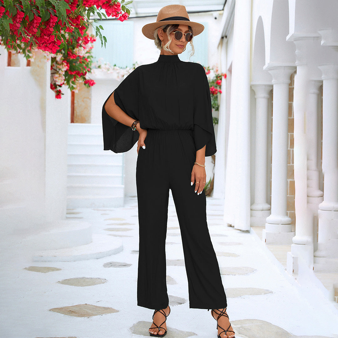 Elegantes Wickel-Mock-Neck-Jumpsuit für Damen