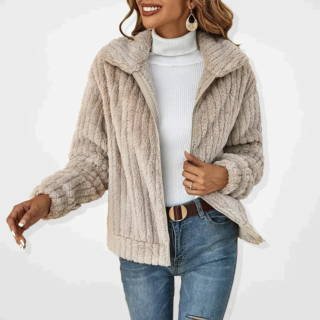 MODEGEIST Damen Jacke Tailliert Weich Strukturiert
