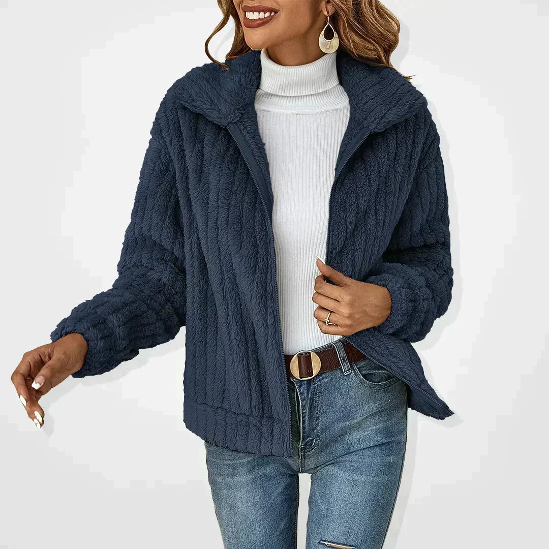 MODEGEIST Damen Jacke Tailliert Weich Strukturiert Oversized