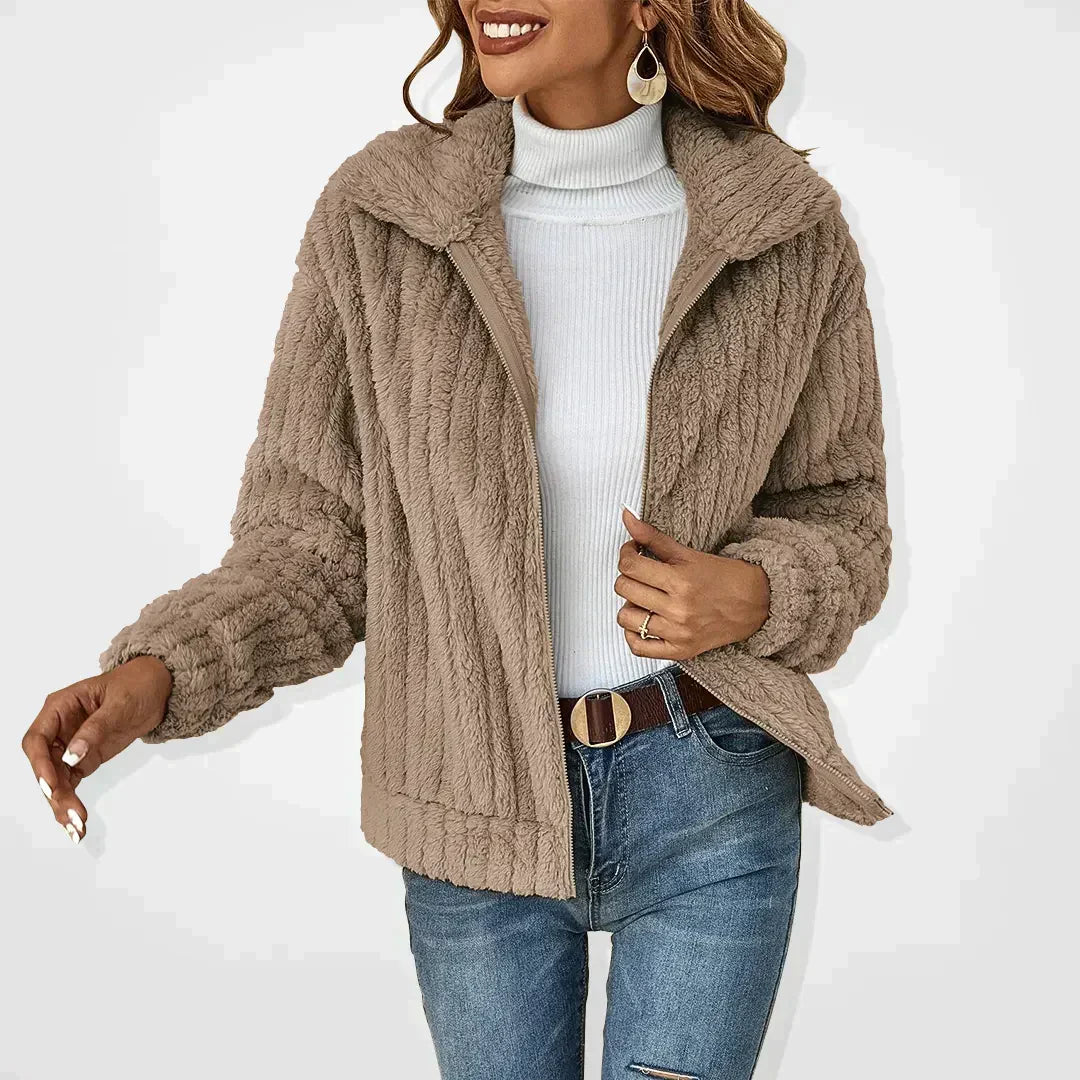 MODEGEIST Damen Strick-Cardigan Weich Khaki Offene-Front