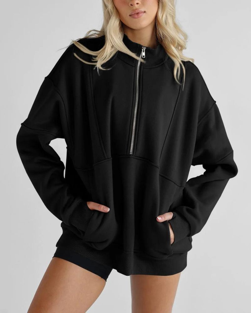 ModeGeist | Zip Henley Fleece Pullover