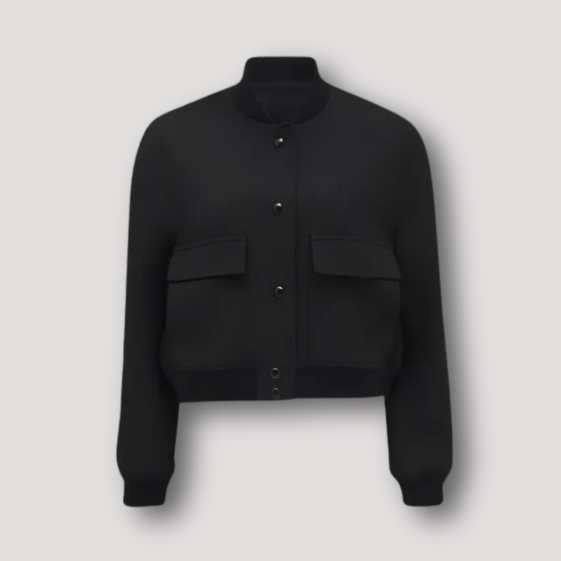 Brindley Damen Bomberjacke: Klassisch, Langarm, Cropped, Druckknopf
