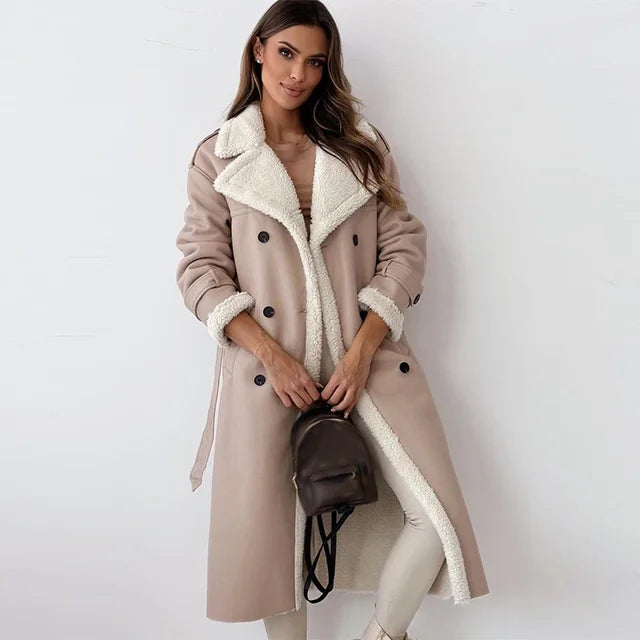 ModeGeist | Langer gesteppter Mantel mit Knopfverschluss für Damen Ideal bei kaltem Wetter