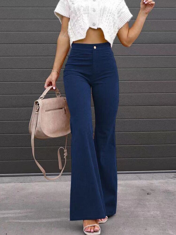 ModeGeist | Schmeichelnde Damen Bootcut Hose mit Hohem Bund und Bequemer Passform
