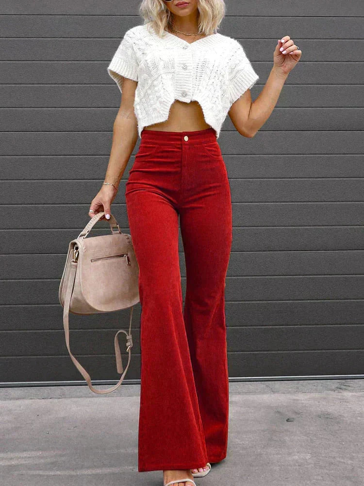 ModeGeist | Schmeichelnde Damen Bootcut Hose mit Hohem Bund und Bequemer Passform