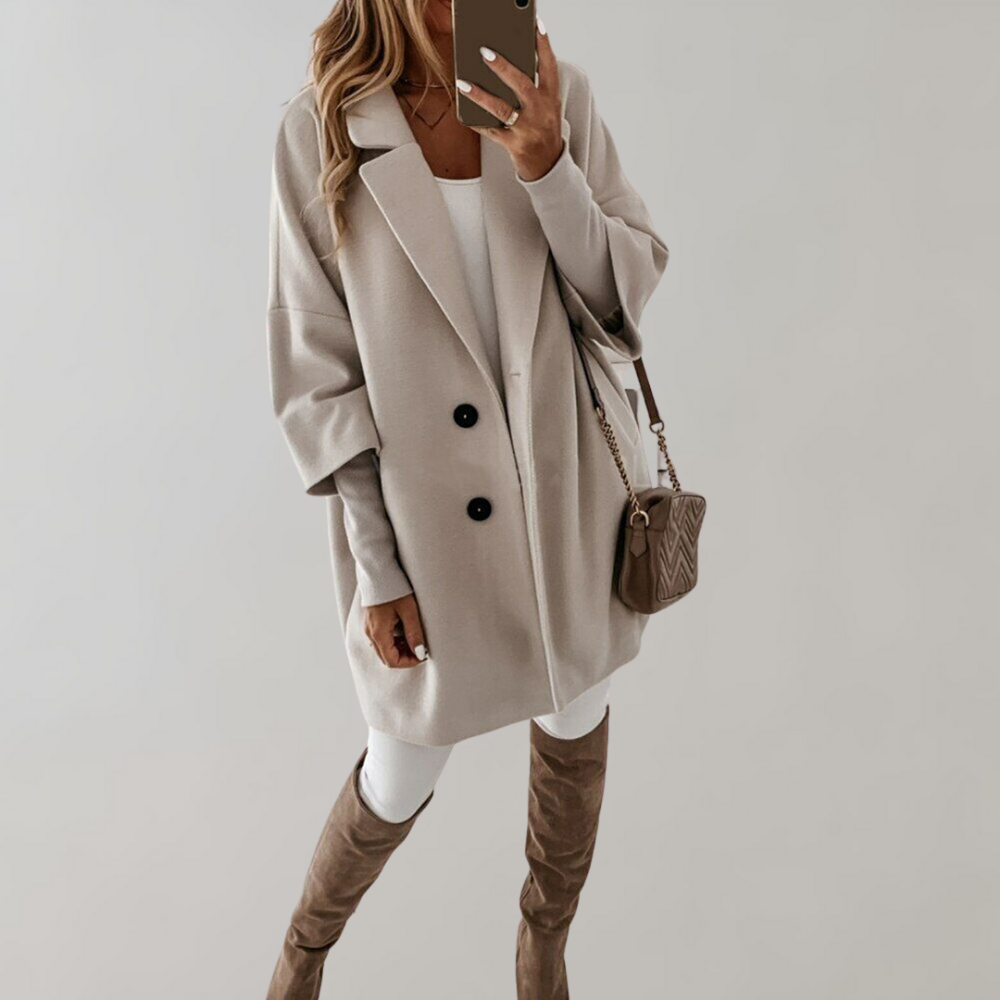 ModeGeist | Wintermantel mit Breitem Revers für Damen - Zweireihig