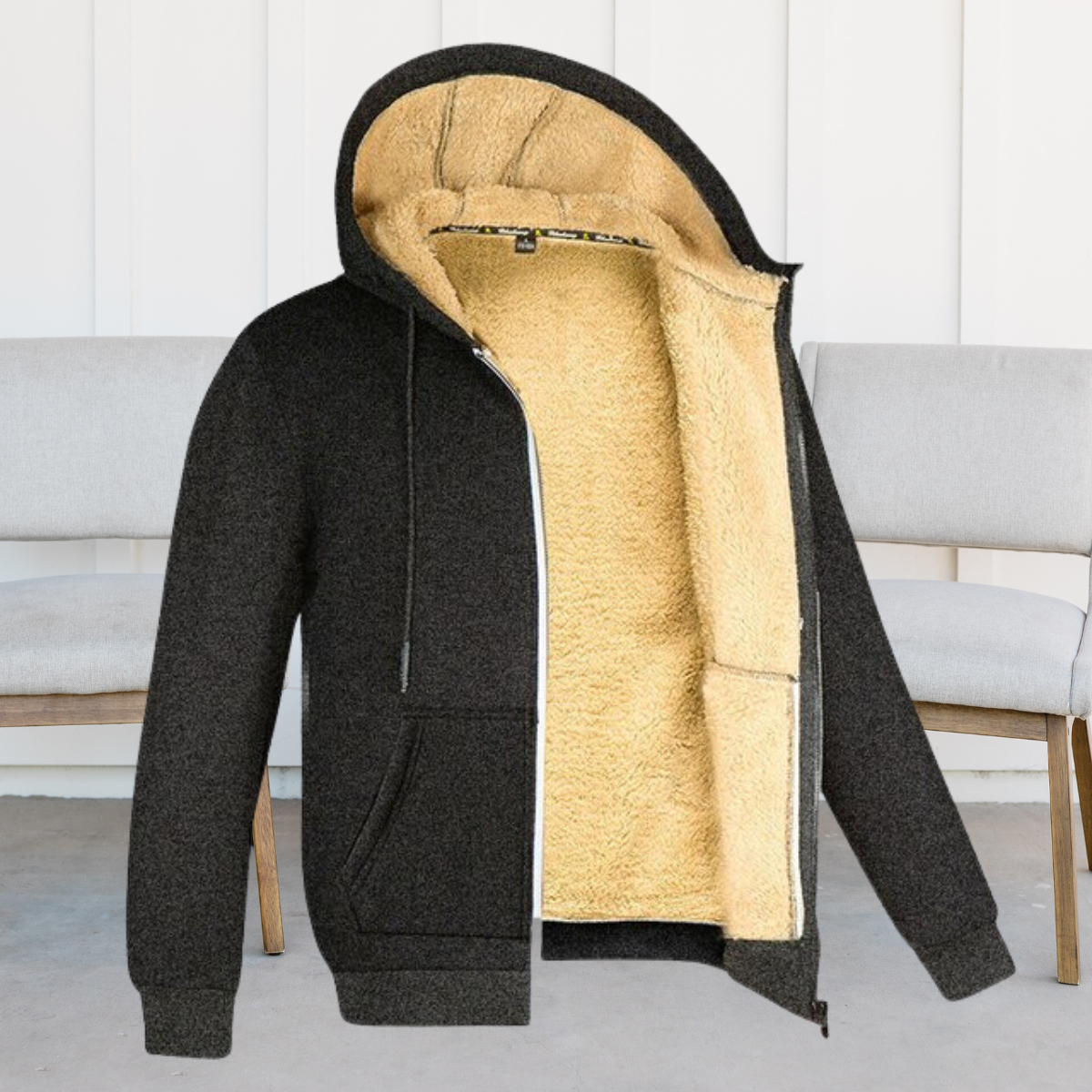 Korvella: Bequeme Kapuzenpullover aus Lammfellfleece mit langen Ärmeln