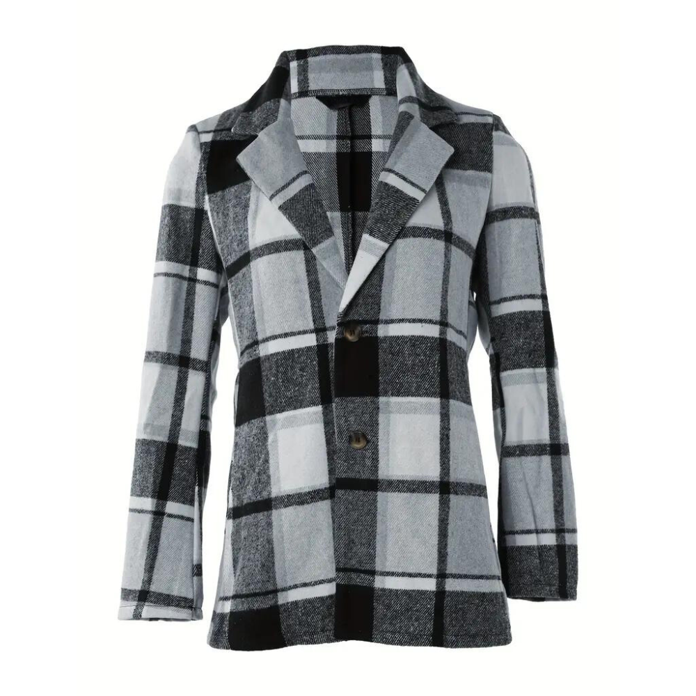 ModeGeist | Kariertes Jacke mit Klassischem Kragen Wollmischung Komfortabel und Schick