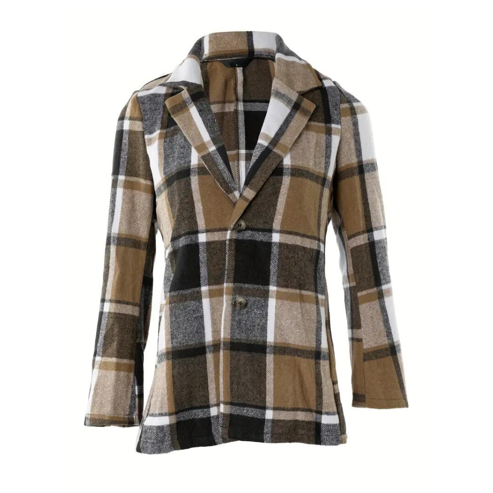ModeGeist | Kariertes Jacke mit Klassischem Kragen Wollmischung Komfortabel und Schick