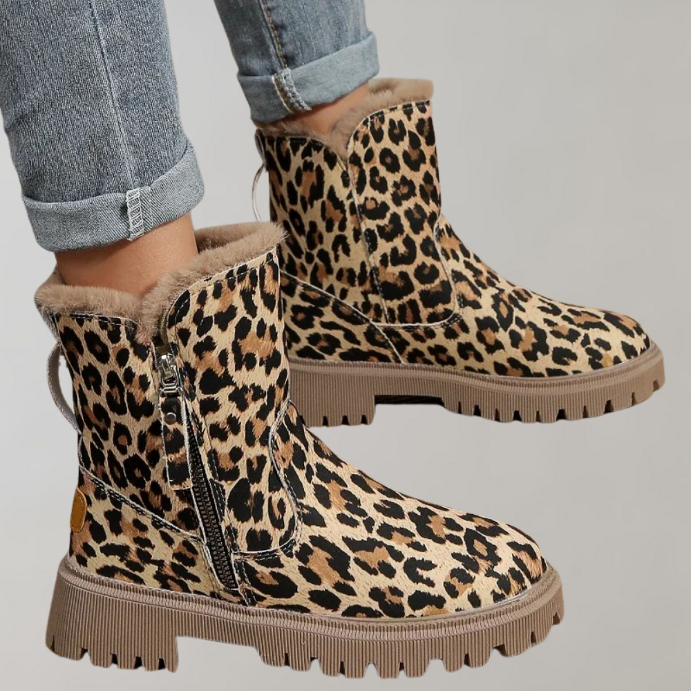 ModeGeist | Leopardenmuster Flache Kurze Stiefel