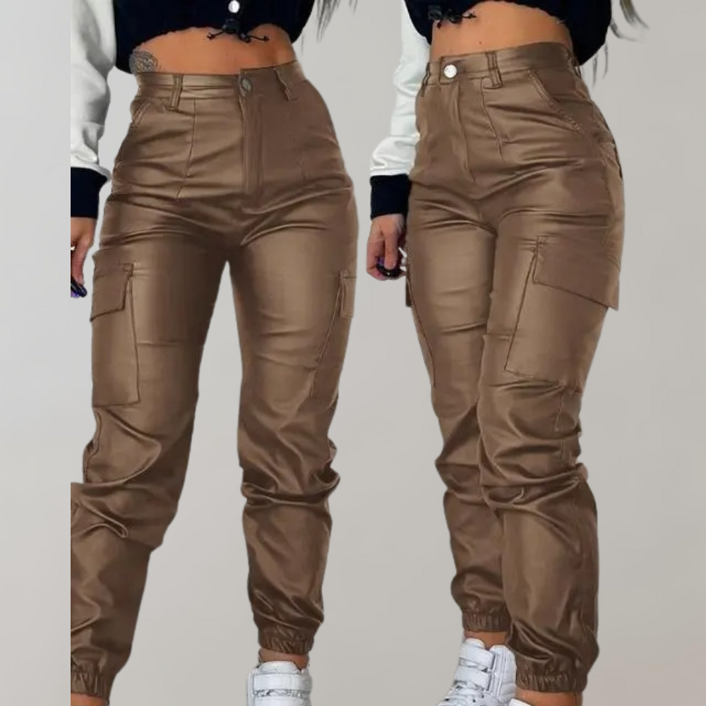 ModeGeist | Damen Cargo Hose mit Hoher Taille und Taschen