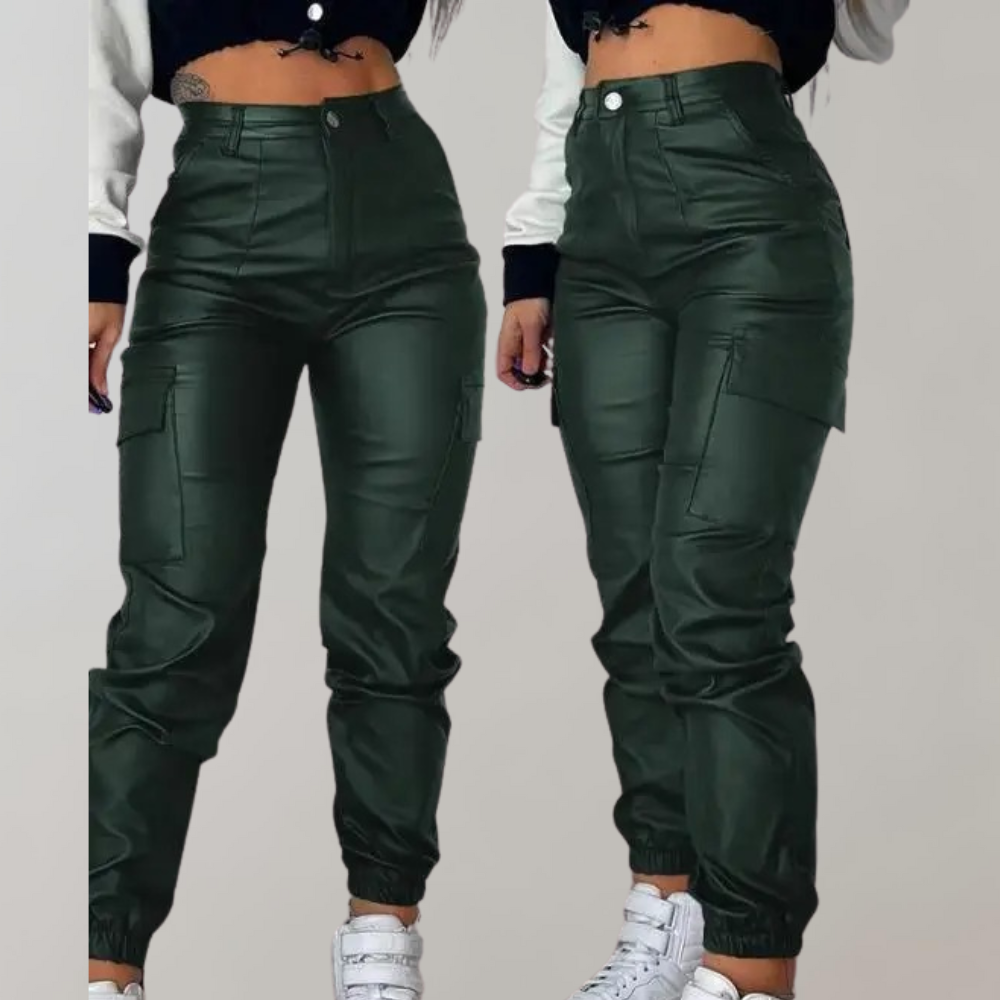 ModeGeist | Damen Cargo Hose mit Hoher Taille und Taschen