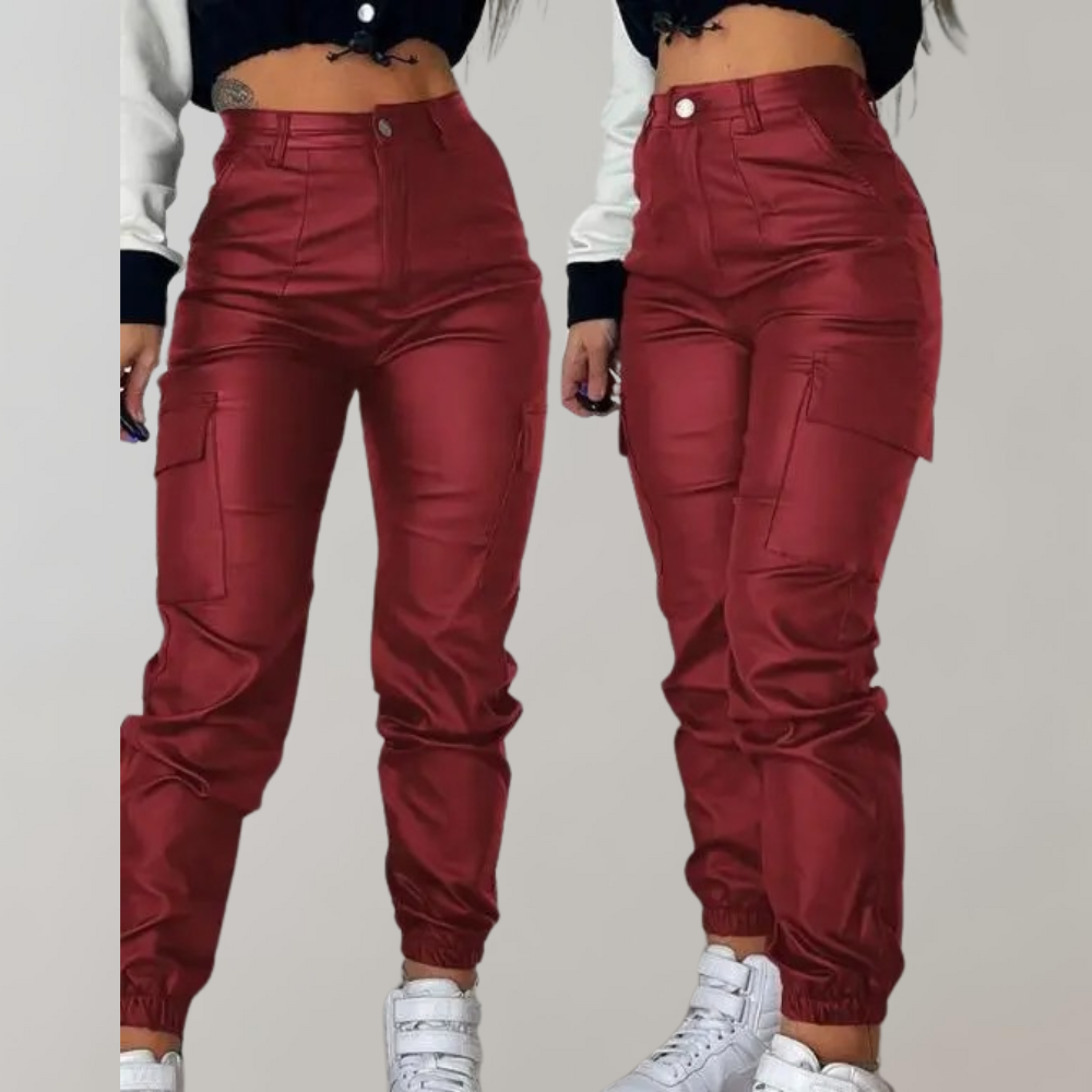 ModeGeist | Damen Cargo Hose mit Hoher Taille und Taschen