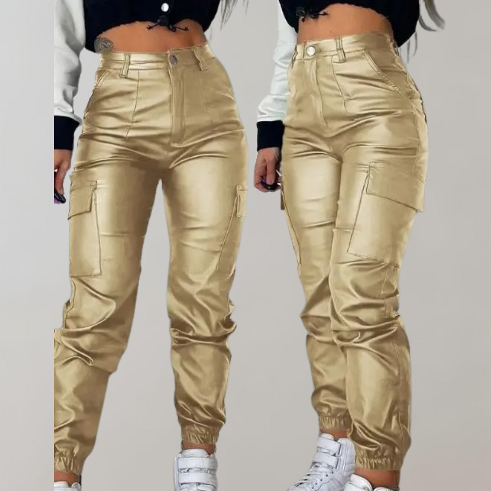ModeGeist | Damen Cargo Hose mit Hoher Taille und Taschen