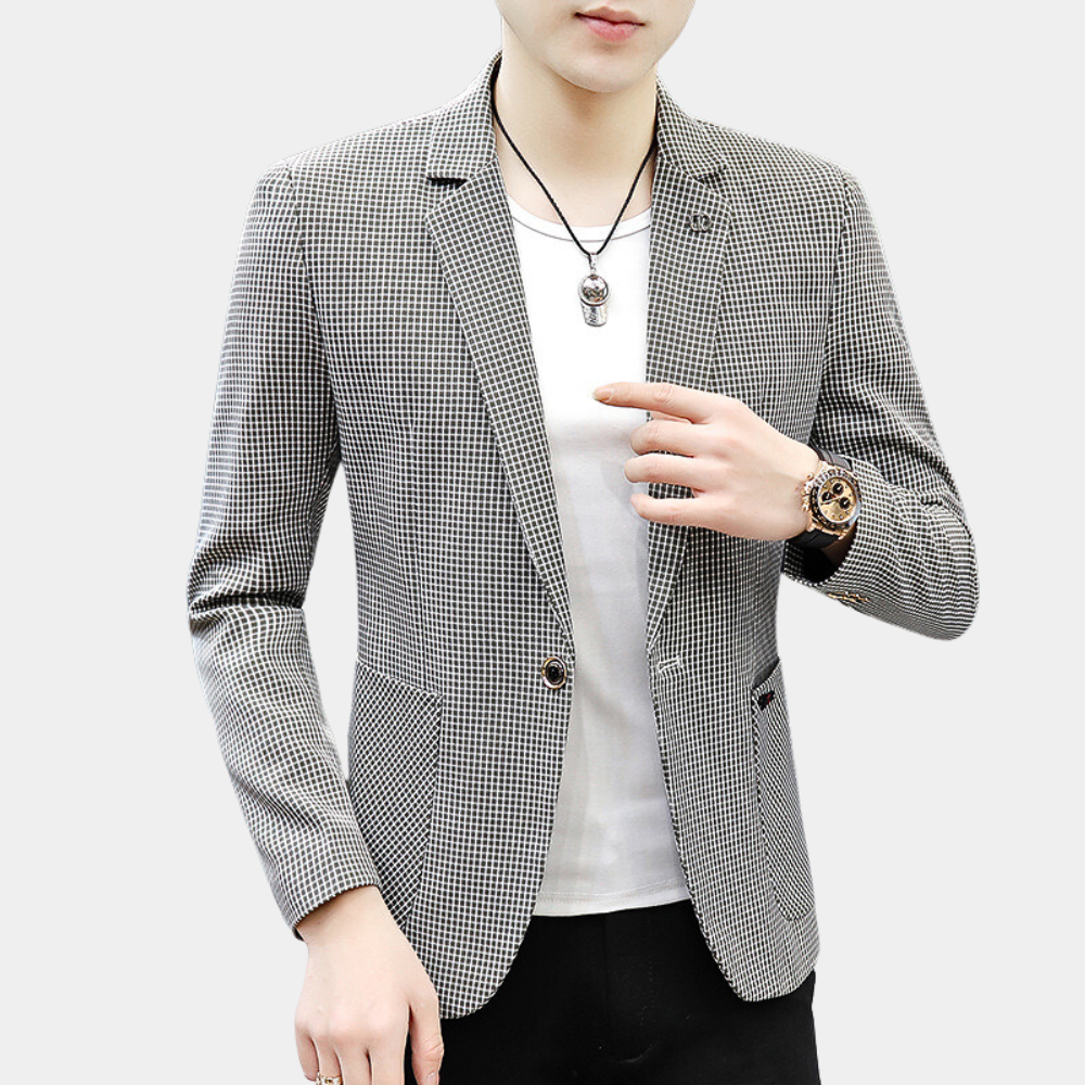 Blazer für Herren im Gingham-Karomuster mit Taschen