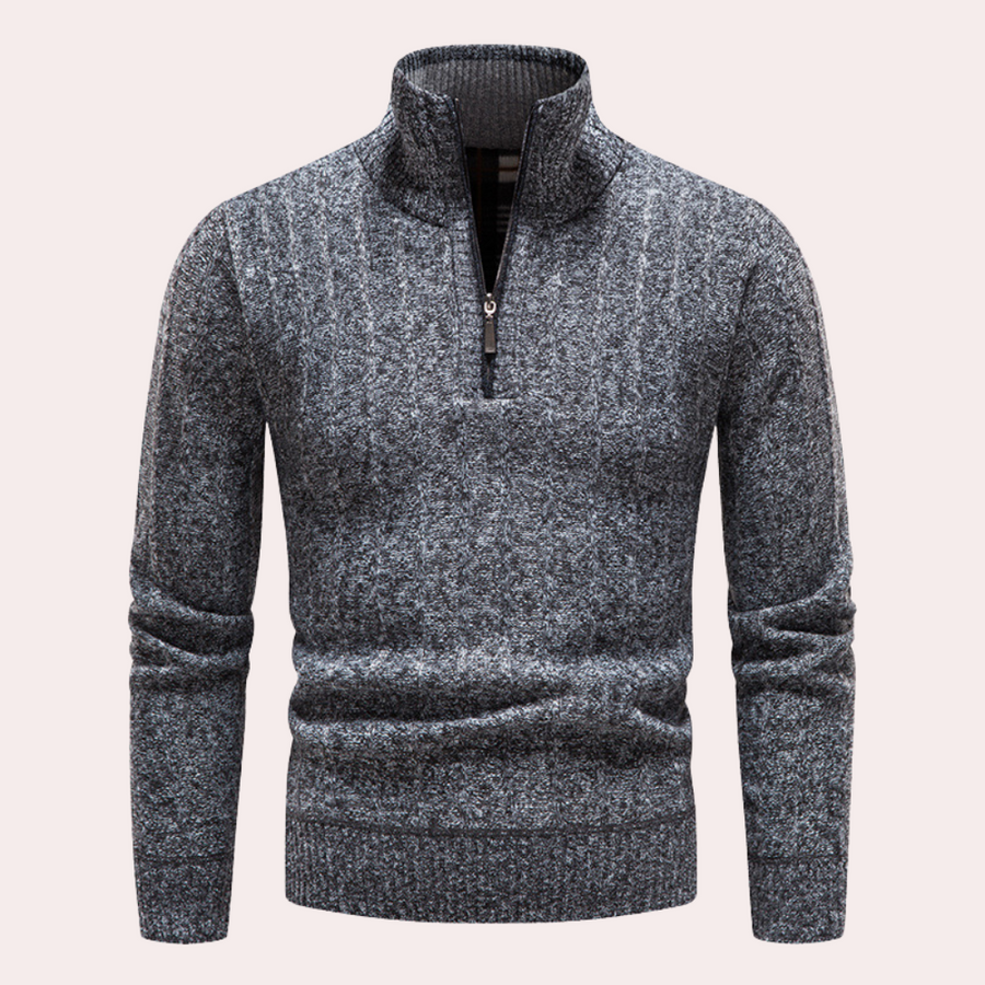 ModeGeist | Herrenpullover mit Rollkragen und Reißverschluss