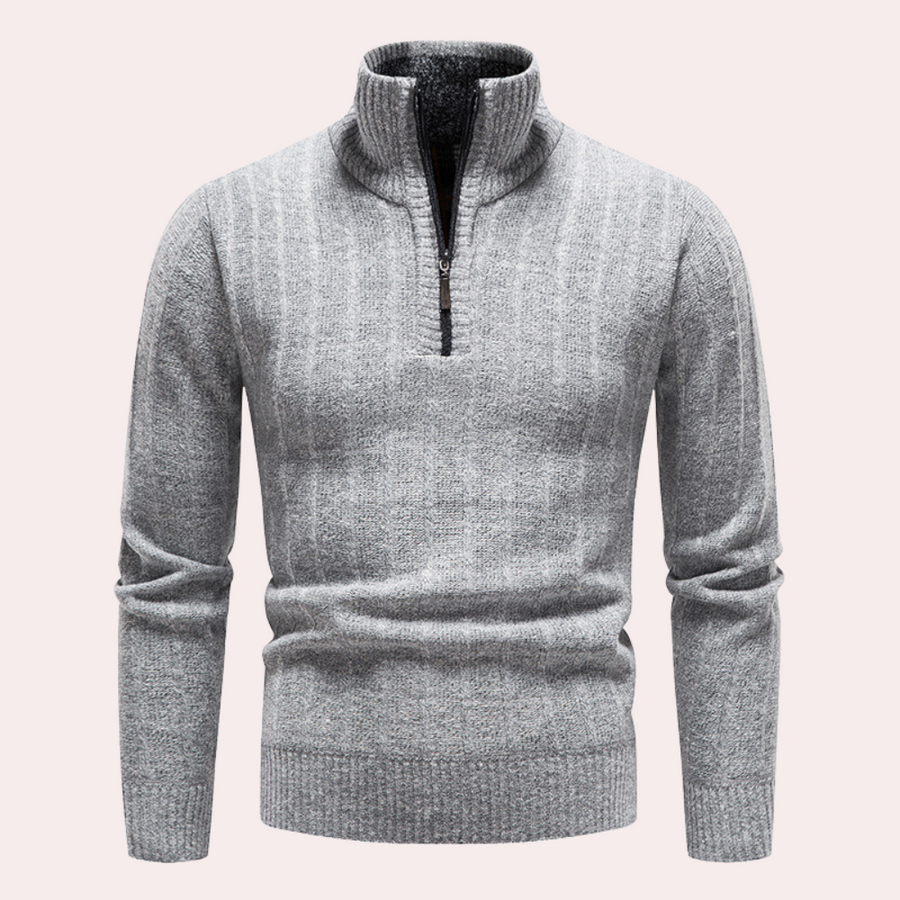 ModeGeist | Herrenpullover mit Rollkragen und Reißverschluss