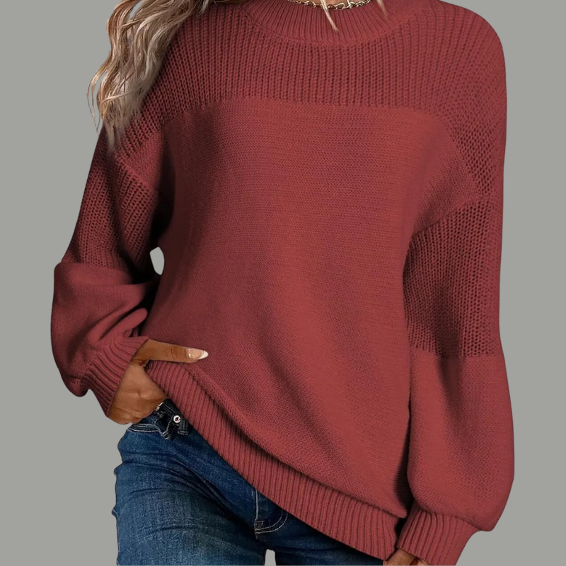 MODEGEIST Damen Pullover Oversize Weich Grau Relaxed-Fit