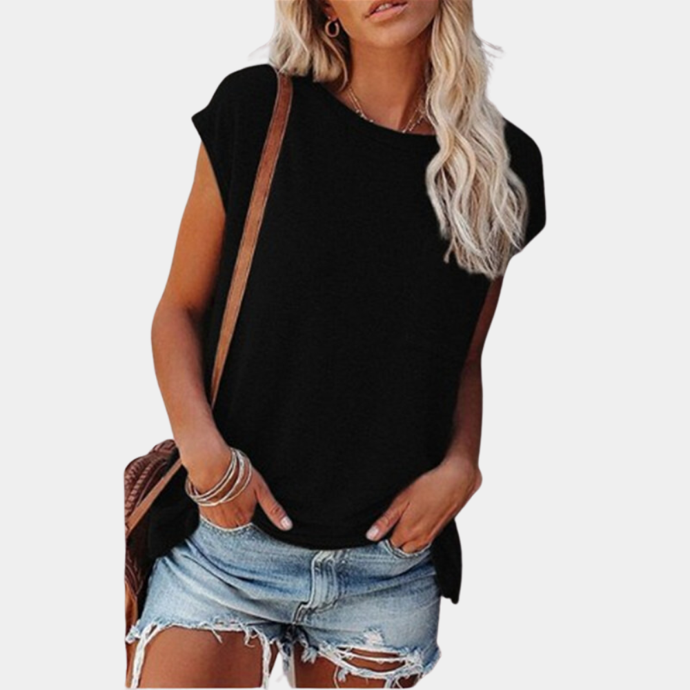 Damen T-Shirt mit Rundhalsausschnitt und Brusttasche