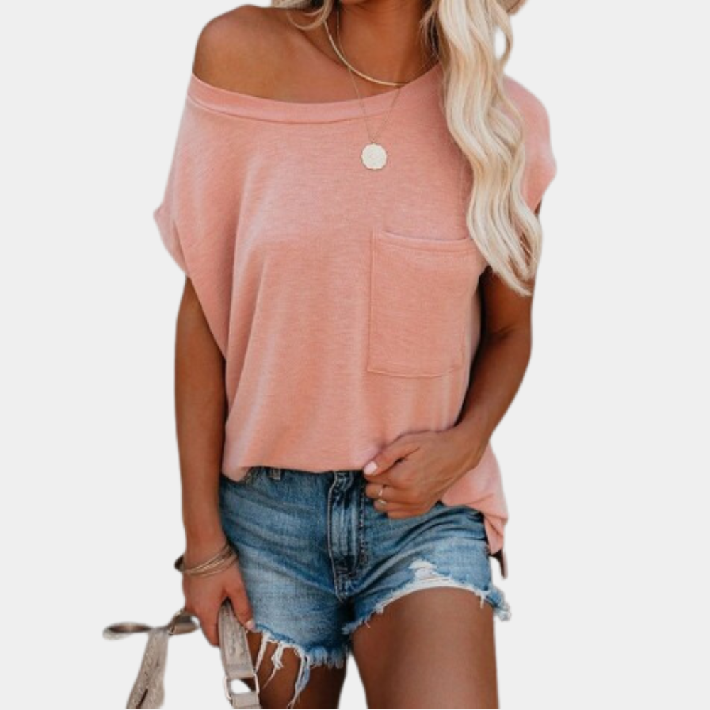 Damen T-Shirt mit Rundhalsausschnitt und Brusttasche