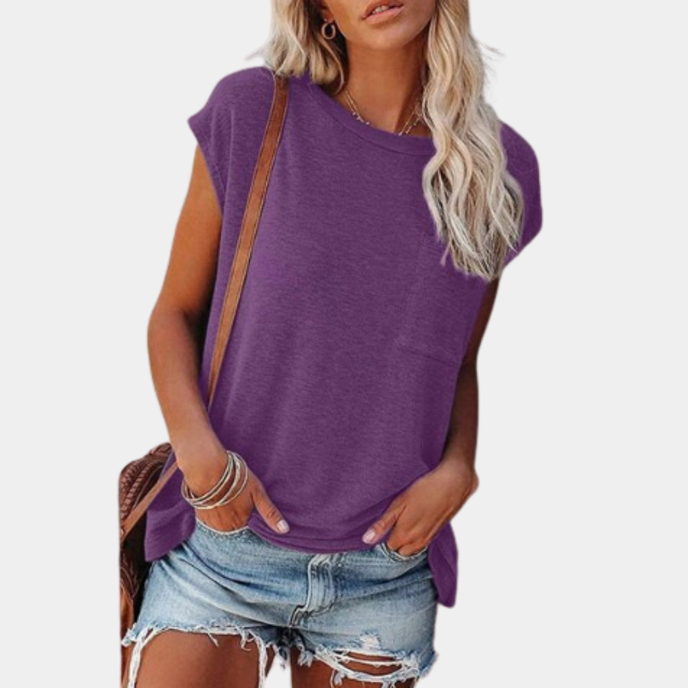 Damen T-Shirt mit Rundhalsausschnitt und Brusttasche